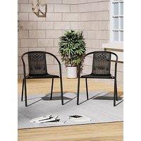 Living And Home 2 Pcs Stacking Garden Chair Black
