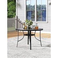 Living And Home Round Garden Table With Parasol Hole D 105Cm