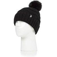 Heat Holders Cotswold Zig Zag Pom Pom Thermal Hat - Black
