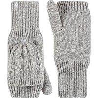 Heat Holders Ash Cable Knit Converter Mittens - Light Grey