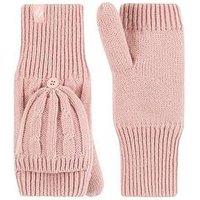 Heat Holders Ash Cable Knit Converter Mittens - Dusky Pink