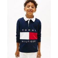 Tommy Hilfiger Boys Heritage Flag Jersey Long Sleeve Polo Shirt - Navy