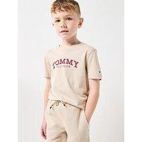 Tommy Hilfiger Boys Monotype Print Graphic Short Sleeve T-Shirt - Beige