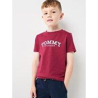 Tommy Hilfiger Boys Monotype Print Graphic Short Sleeve T-Shirt - Dark Red