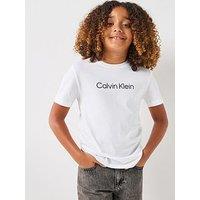 Calvin Klein Jeans Kids Inst Logo Short Sleeve T-Shirt - White