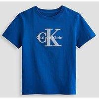 Calvin Klein Jeans Boys Monologo Short Sleeve T-Shirt - Blue