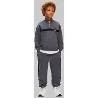 Calvin Klein Jeans Boys Half Zip Tape Sweat And Jogger Set - Dark Grey