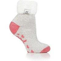 Heat Holders Daisy Twist Cosy Socks - Pink/Grey