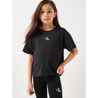 Calvin Klein Jeans Girls Ck Logo Short Sleeve Boxy T-Shirt - Black