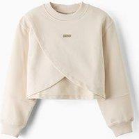 Calvin Klein Jeans Girls Folded Logo Label Sweatshirt - Cream