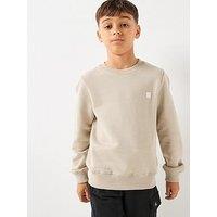 Calvin Klein Jeans Boys Mono Mini Badge Crew Neck Sweatshirt - Beige