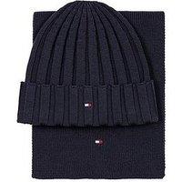 Tommy Hilfiger Kids Small Flag Beanie And Scarf Gift Set - Navy