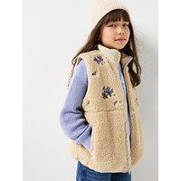 Tommy Hilfiger Girls Floral Embroidered Teddy Vest - Beige