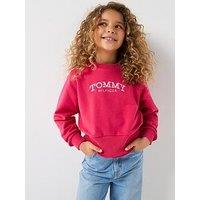 Tommy Hilfiger Girls High Rib Hem Crew Neck - Pink