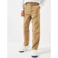 Tommy Hilfiger Boys Herringbone Twill Relaxed Carpenter Trousers - Brown