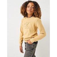 Calvin Klein Jeans Boys Quilted Monogram Sweater - Beige
