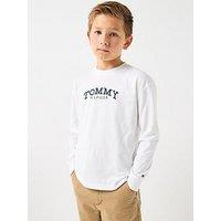 Tommy Hilfiger Boys Monotype Print Long Sleeve T-Shirt - White
