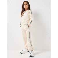 Calvin Klein Jeans Girls Piping Sweatshirt And Jogger Set - Cream