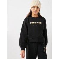 Calvin Klein Jeans Girls Glitter Crew Neck Sweatshirt - Black