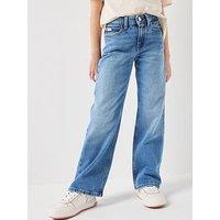 Calvin Klein Jeans Girls Wide Leg Jeans - Blue