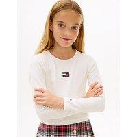 Tommy Hilfiger Girls Heritage Flag Rib Knit Long Sleeve T-Shirt - Cream