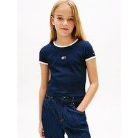 Tommy Hilfiger Girls Heritage Flag Short Sleeve Top - Navy