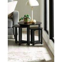 Julian Bowen Nidri Solid Oak Nest Of Tables - Black