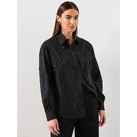 Allsaints Gemi Embellished Shirt - Black