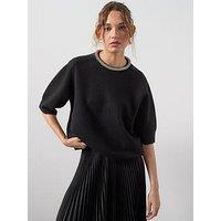 Allsaints Odell Embellished Wool T-Shirt - Black