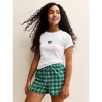 New Look 915 Girls Check T-Shirt And Shorts Pyjama Set - Green