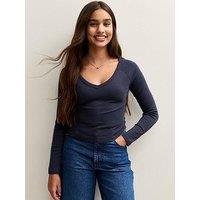 New Look 915 Girls V Neck Long Sleeve Top - Navy