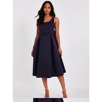 Quiz Navy Corset Detail Midi Dress