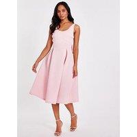 Quiz Pink Corset Detail Midi Dress