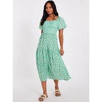 Quiz Green Floral Print Midi Dress