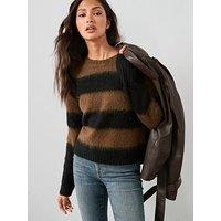 Allsaints Lou Long Sleeve Striped Jumper - Black