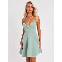 Quiz Sage Bow Front Skater Dress