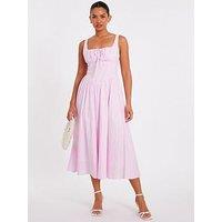 Quiz Pink Woven Textured Midaxi Dress