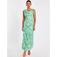 Quiz Green Tie Dye Cowl Midaxi Dress