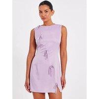 Quiz Lilac Satin Bow Mini Dress