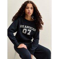New Look 915 Girls Knitted Los Angeles 07 Slash Neck Jumper - Navy