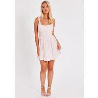 Quiz Pale Pink Chiffon Flower Skater Dress