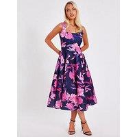 Quiz Navy Floral Midaxi Dress