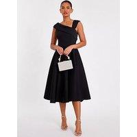 Quiz Black Asymmetric Midi Dress