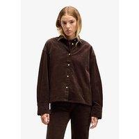 7 For All Mankind Corduroy Nina Cropped Shirt - Dark Brown