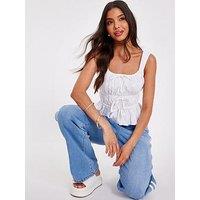 Quiz White Tie Detail Crop Top