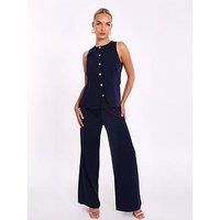 Quiz Navy Wide Leg Trousers
