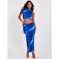 Quiz Blue Mesh Marble Midaxi Skirt