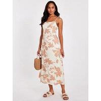 Quiz Cream Floral Print Midi Dress