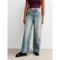New Look 915 Girls Washed Wide Leg Jeans - Blue