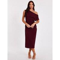 Quiz Dark Red Drop Shoulder Midi Dress